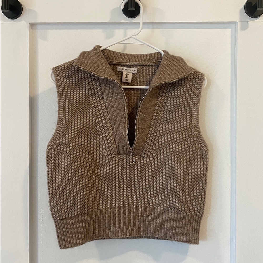Sincerely Jules Tan Knit Sweater Vest